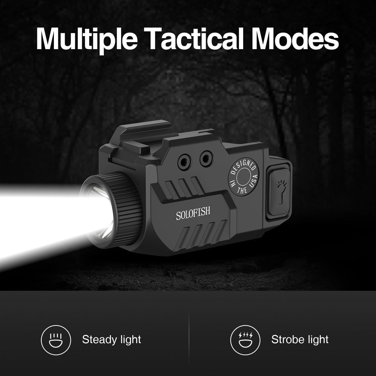 Solofish 800 Lumens Slidable Pistol Light with Strobe & Momentary