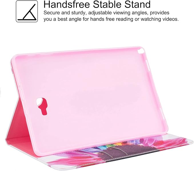 Galaxy Tab A 10.1 with S Pen Case Newshine Slim Folding Stand Case with Card Slots Protective Cover for Samsung Galaxy Tab A 10.1 inch Tablet with S Pen Version (SM-P580/P585) - Almond Flowers