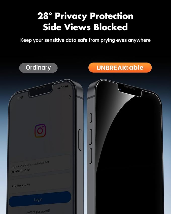 UNBREAKcable 2 Pack Privacy Screen Protector for iPhone 11 Pro Max/Xs Max Shatterproof Tempered Glass [True 28°Anti Spy] [9H Hardness] [Easy Installation] Protector for Apple 6.5