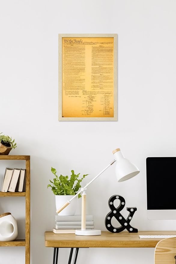 The Constitution Wall Poster, 22.4L" x 14.7W", Blonde Framed Version