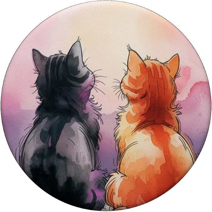 Orange and Black Cat PopSockets PopGrip for MagSafe