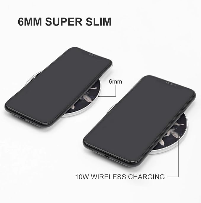 White Fantasy Dream Catcher Wireless Charger Portable 10W Fast Wireless Charging Pad Compatible with Phone Ultra-Thin Charging Station Lightweight Charger Mat for Travel Home Office Desk