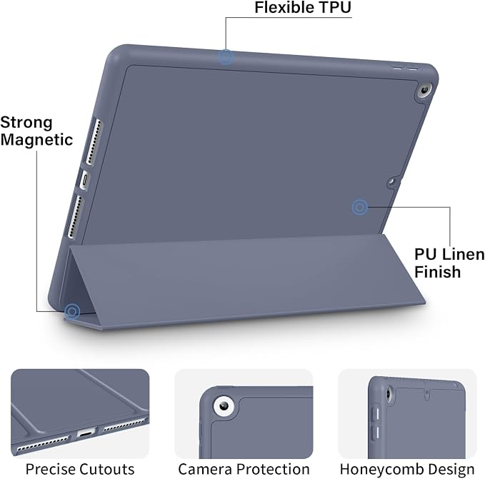 Case for iPad Air 3 (10.5-Inch 2019 3rd Generation) with Pencil Holder Slim Tablet Cover with Soft TPU Back Auto Wake/Sleep for iPad 10.5 Inch Air 3 (Black)
