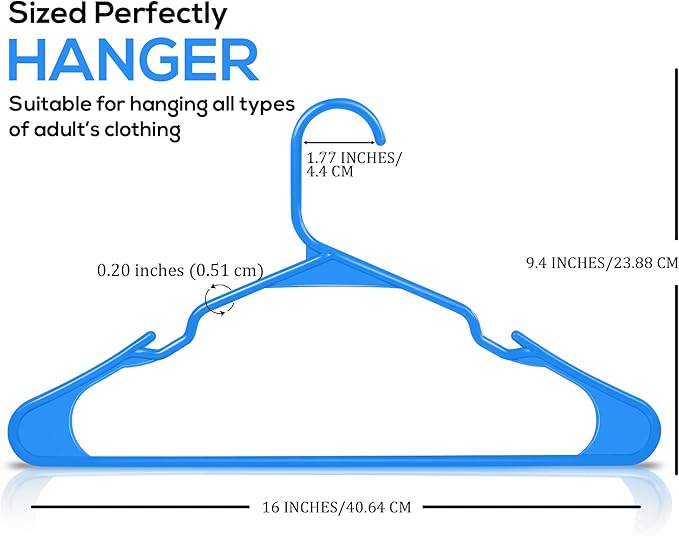 Utopia Home Clothes Hangers 30 Pack - Plastic Hangers Space Saving - Durable Coat Hanger with Shoulder Grooves (Blue)