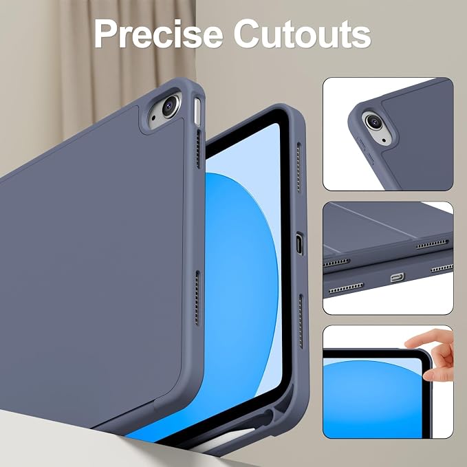 for iPad (A16) 11th Generation Case 11 Inch 2025 Black | for iPad 10th Generation Case 10.9 Inch 2022 with Pencil Holder Smart Trifold Stand Slim Protective Cover Auto Wake/Sleep