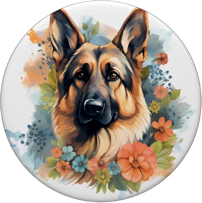 Colorful German Shepherdp Art Pet Dog Mom German Shepherd PopSockets Standard PopGrip