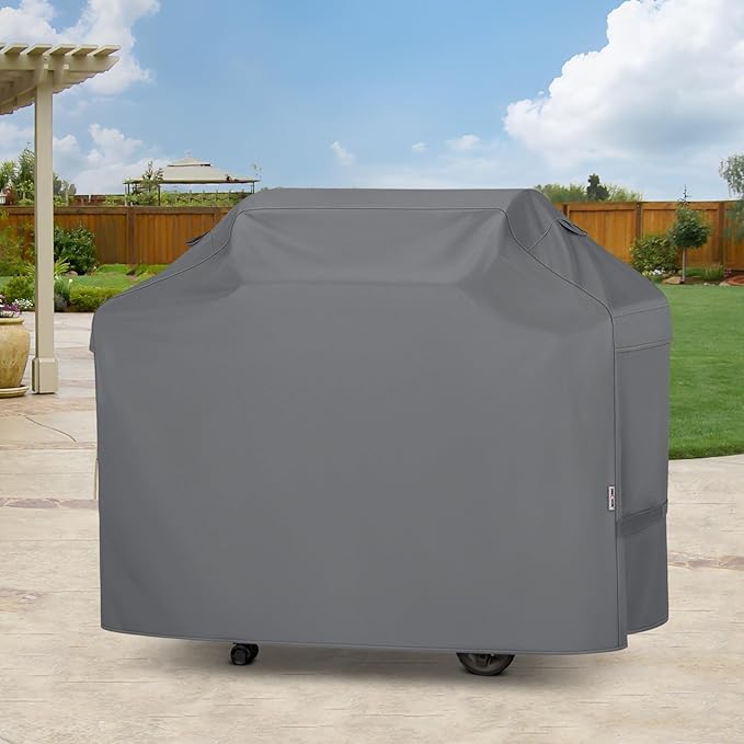 Unicook 65 Inch Grill Cover for Outdoor Grill, Heavy Duty Waterproof BBQ Cover, Fade Resistant Gas Barbecue Protector, Compatible with Weber, Char-Broil, Nexgrill BBQs up to 63" Wide, Gray