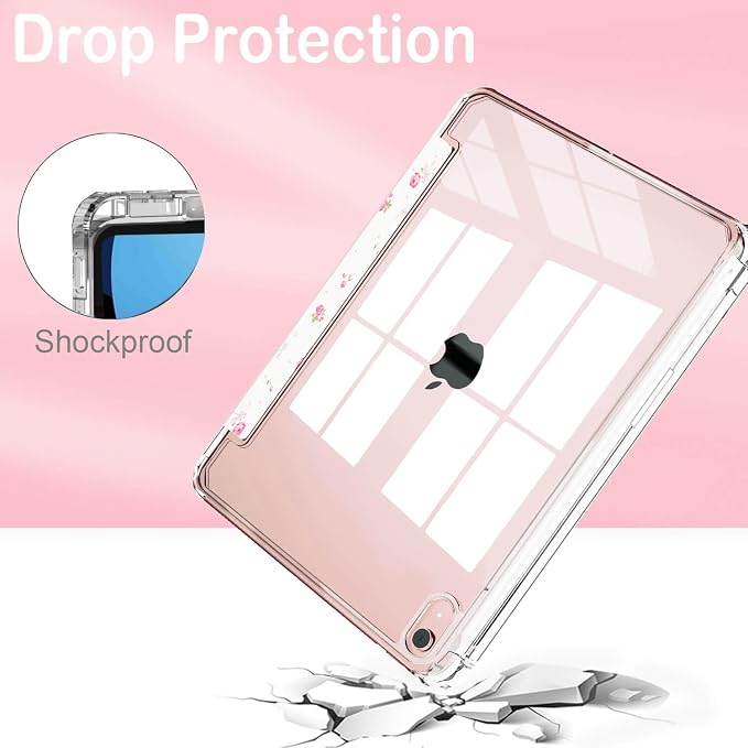 Feams Case for iPad mini 7 A17 Pro 2024/iPad Mini 6 2021 Slim Lightweight Trifold iPad mini 7 A17 Pro Case 8.3 Inch 2024 Clear Back Cover with Pencil Holder &amp Auto Sleep Blue Bow