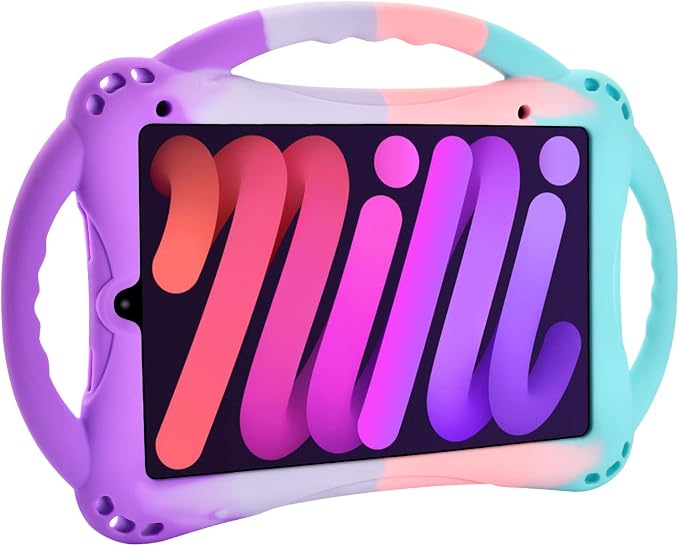 TopEsct Kids Case for iPad mini 7 (A17 Pro) 2024 /iPad Mini6 2021 Shockproof Silicone Cover with Handle Stand for 8.3 iPad mini 6th/7th GenBlue