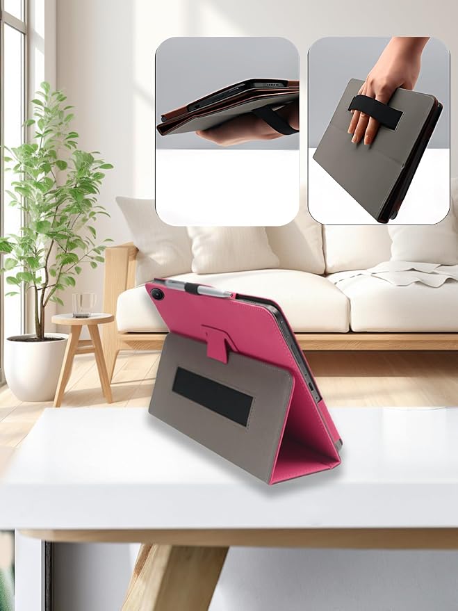 Case for TCL TAB 8 Gen 2 8.7 inchFolding Stand ProtectiveBOVUGAC Case Cover with Pencil HolderWrist StrapFull ProtectionPremium PUScratch Resistant(Black)