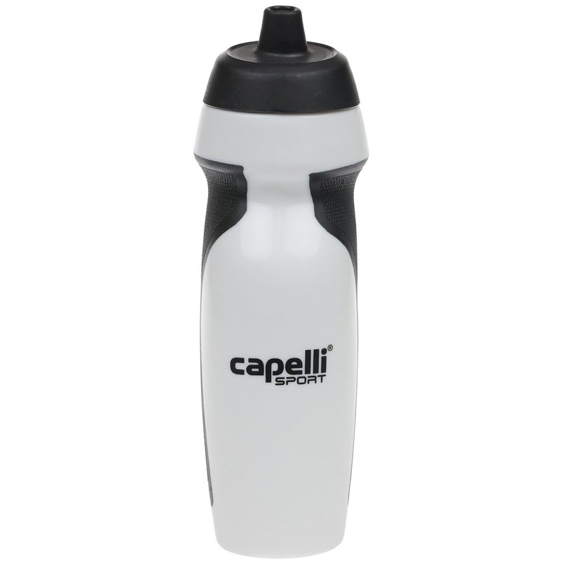 Capelli Sport Sports Water Bottle, Plastic Squeeze Water Bottle with Easy Open Nozzle and Grip Panels, White