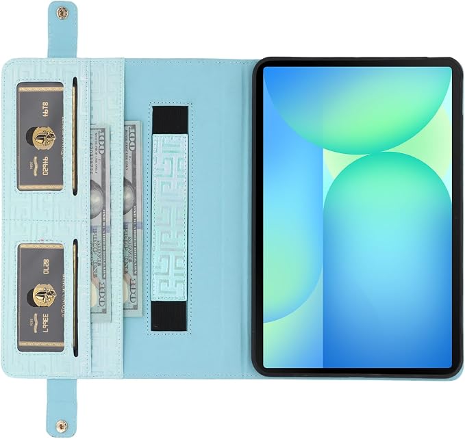 Handbag Case for Samsung Galaxy Tab S10 FE/S9 FE 10.9/S9/S8/S7 11 Techcircle Folio Stand Crossbody Wallet Protective Cover with S Pen Holder &amp Card Slots Hand Strap &amp Shoulder Strap Black