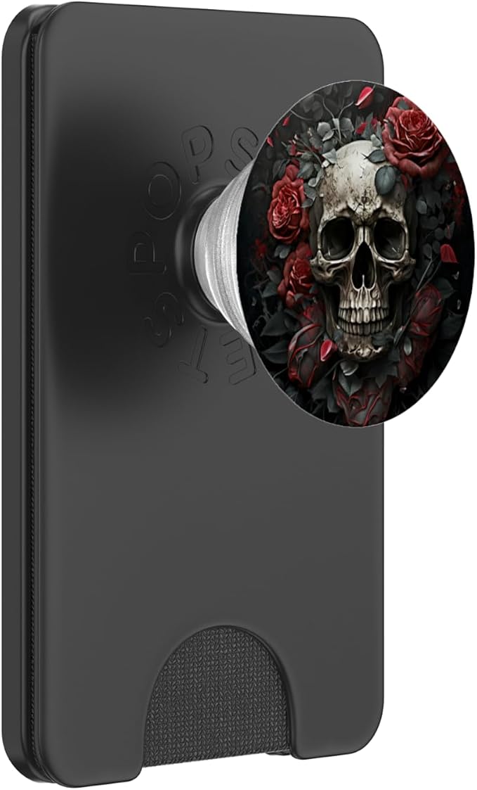 Skull Floral Wild Roses Pattern Flowers Skull PopSockets Adhesive PopGrip