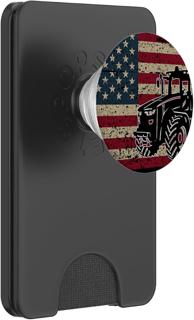 Farm Tractors America Flag I Patriotic Farming Gift Idea PopSockets Adhesive PopGrip