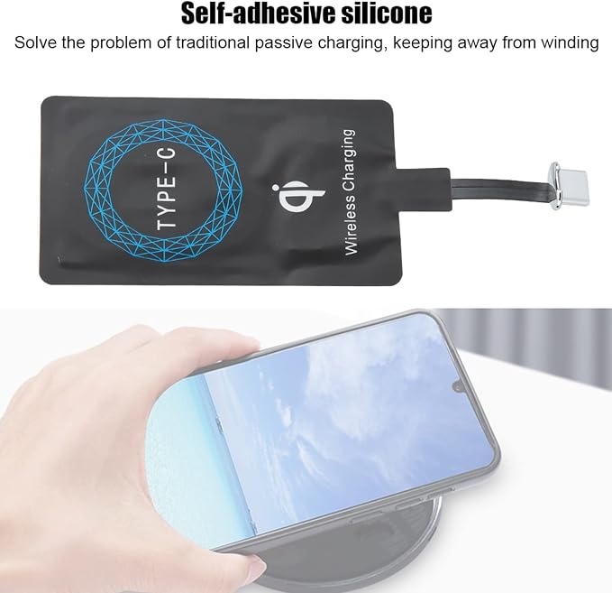 Type C Wireless Charger Adapter 2PCS Portable Charging Receiver for Type C Mobile Phone