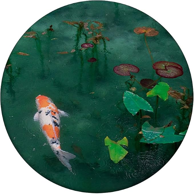 Emerald Green Majestic Zen Water Garden Japanese Koi Fish PopSockets Adhesive PopGrip