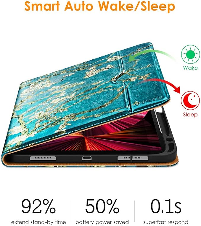 DTTO Case for iPad Pro 11 Inch 4th / 3rd / 2nd / 1st Generation 2022/2021/2020/2018Premium PU Leather Folio Stand Cover with Hand Strap Auto Wake/SleepMultiple Viewing Angles Black