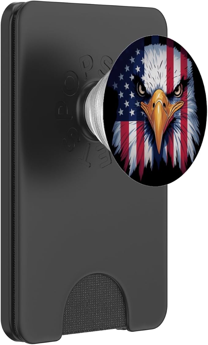 Patriotic American Bald Eagle with USA Flag PopSockets PopWallet for MagSafe