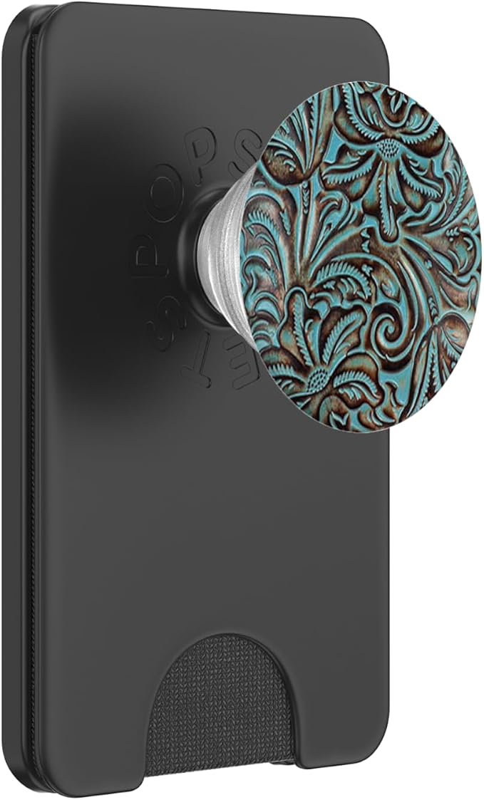 Western Turquoise Tooled Print PopSockets Adhesive PopGrip