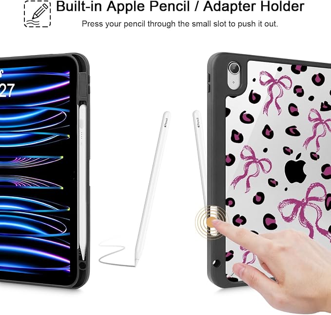 Mektron Case for 2026 iPad Air 11 inch M4 8th (M3 2025 7th /M2 2024 6th) Compatible with iPad Air 10.9 (2022 5th Gen /2020 4th Gen) Shockproof Clear Shell Blue Bows &amp Flowers