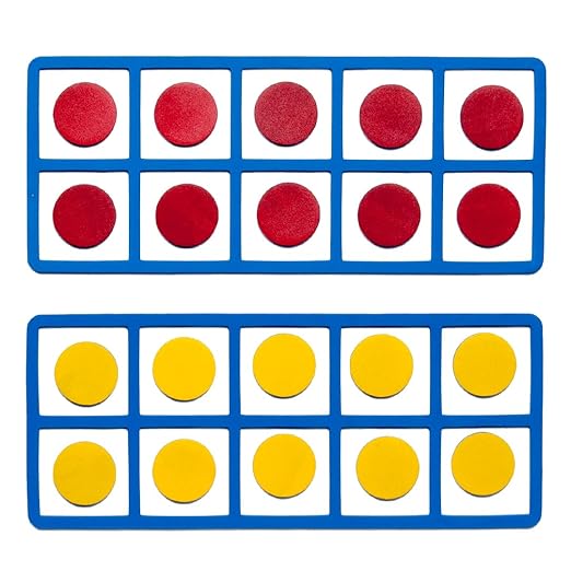 LEARNING ADVANTAGE Giant Magnetic Foam Ten Frames | Early Math Manipulative | 2 Frames with 20 Disks | Teach Number Concepts, Addition and Subtraction