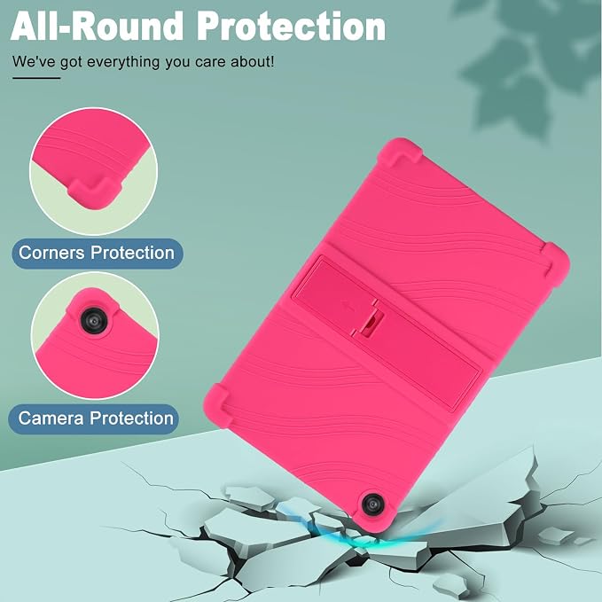 Caweet Case for Lenovo Tab One 8.7 Inch 2025 Heavy Duty Shockproof Full-Protection Adjustable Stand Silicone Cover Black