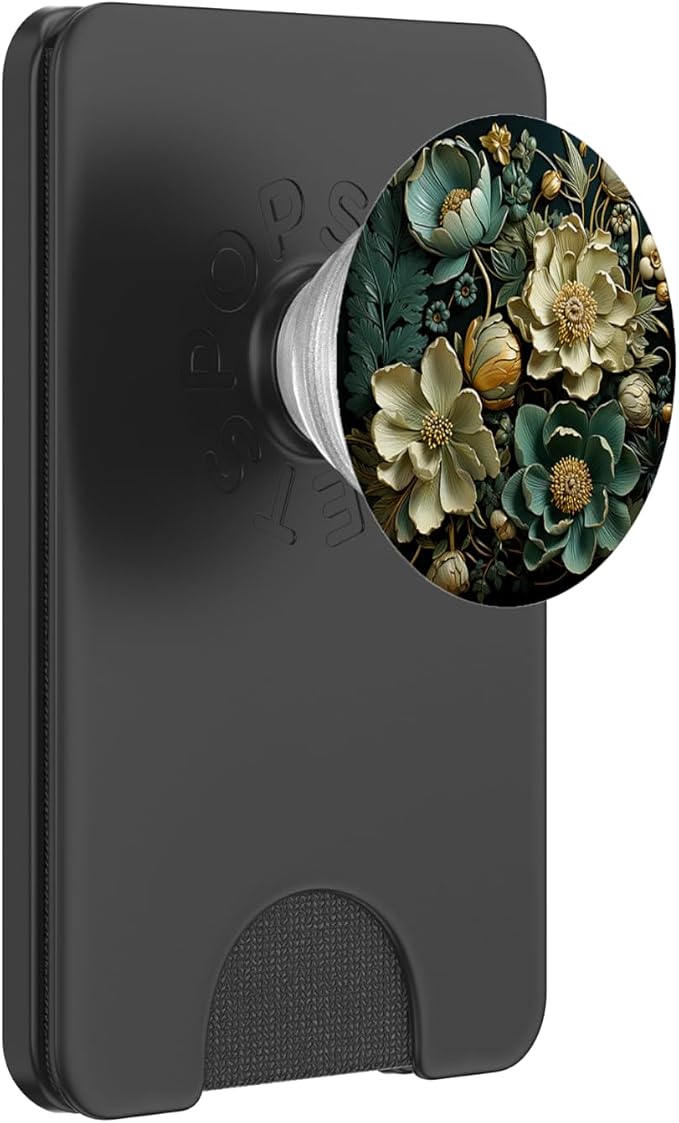 Floral Flower Beautiful Flowers and Leaves Green PopSockets Adhesive PopGrip