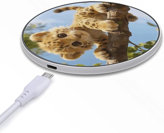 Leopard Style Wireless Charger Portable Fast Charging Pad Lightweight Wireless Charging Pad 10W Slim Charging Station for Phone Charger Mat for Travel Home Office Desk