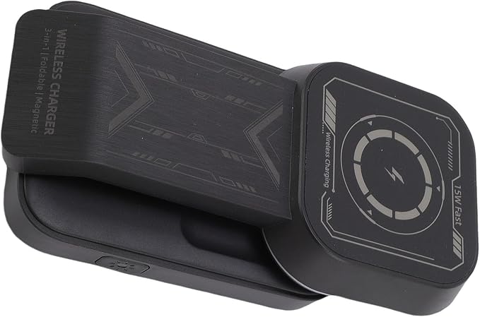 15W Fast Wireless Charger Station for Multiple Devices Adjustable Stand Dock Black 3 in 1