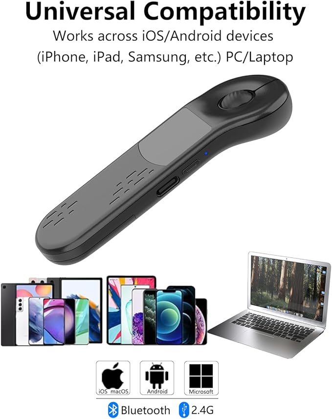 GUVOHUT Air Mouse for PC/iOS/Android with Touchpad Bluetooth 2.4G Remote Control for PowerPoint/Keynote/Tiktok/Camera/Kindle App Rechargeable Wireless Presentation for PPT Pointer (Black)
