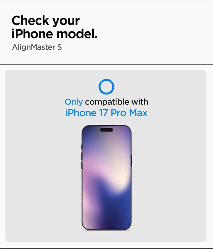 Spigen AlignMaster S Tempered Glass Screen Protector for iPhone 17 Pro | 9H+ tempered glass AlignMaster S auto align tray 100% clarity Original touch Case-friendly 3Pack