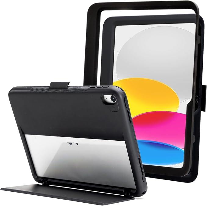ZAGG Denali iPad 10.9-Inch/iPad 11-inch (A16) Case - Ultra-Durable Eco-Friendly Drop-Resistant with Snap-On Screen Protector &amp Infinity Angle Stand Compatible with 10th Gen Black