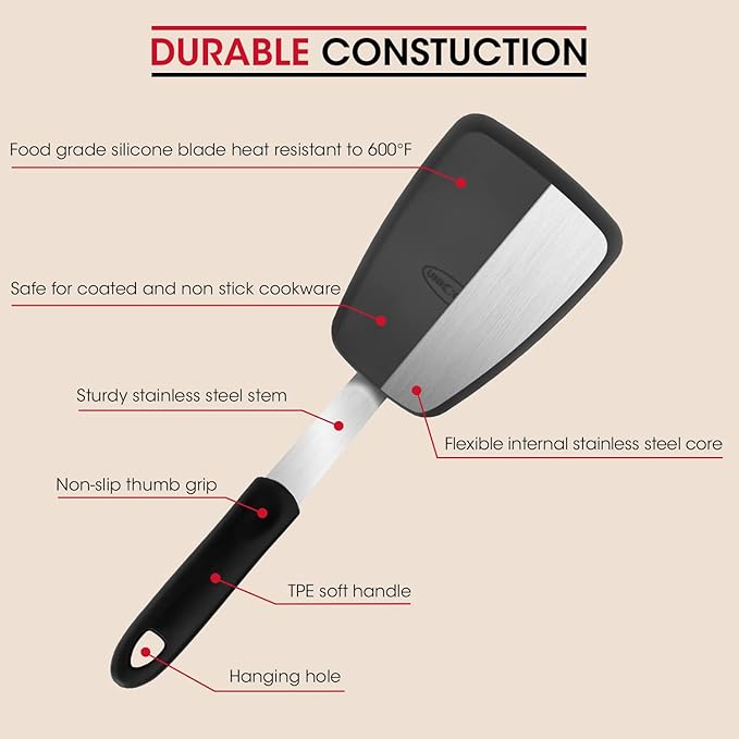Unicook 2 Pieces Flexible Silicone Spatula Set for Kitchen Use, Food Grade