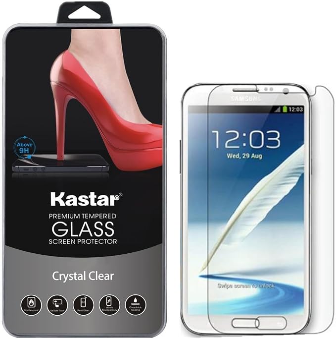 Kastar Note 2 Screen Protector (10-PACK) Premium Tempered Crystal Clear Glass Screen Protector for Samsung Galaxy Note 2 Note II N7100 AT&ampT T-Mobile Sprint Verizon AT&ampT T-Mobile Sprint