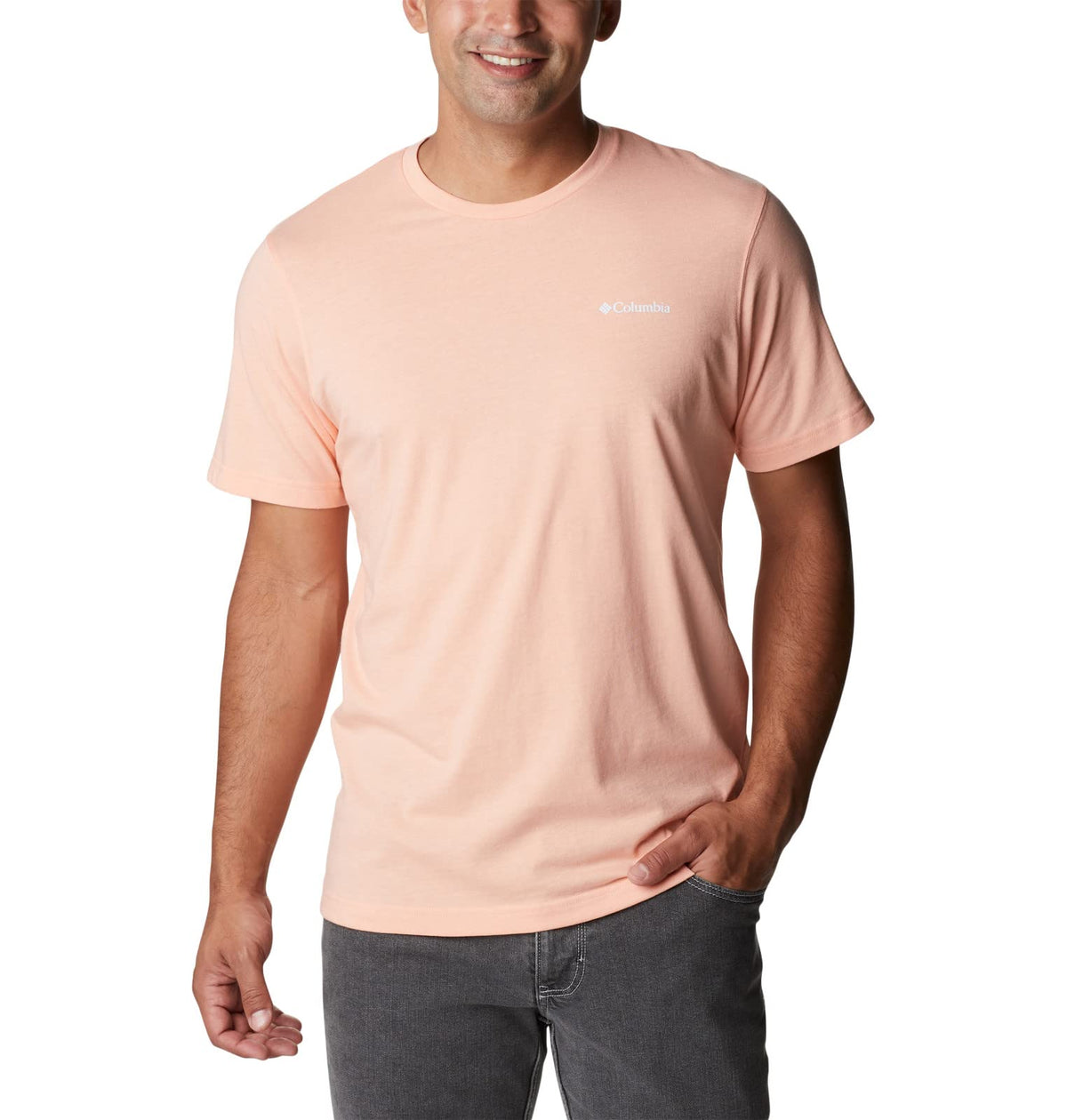 Columbia Men's Thistletown Hills Short Sleeve, Coral Reef Heather, 6X Big