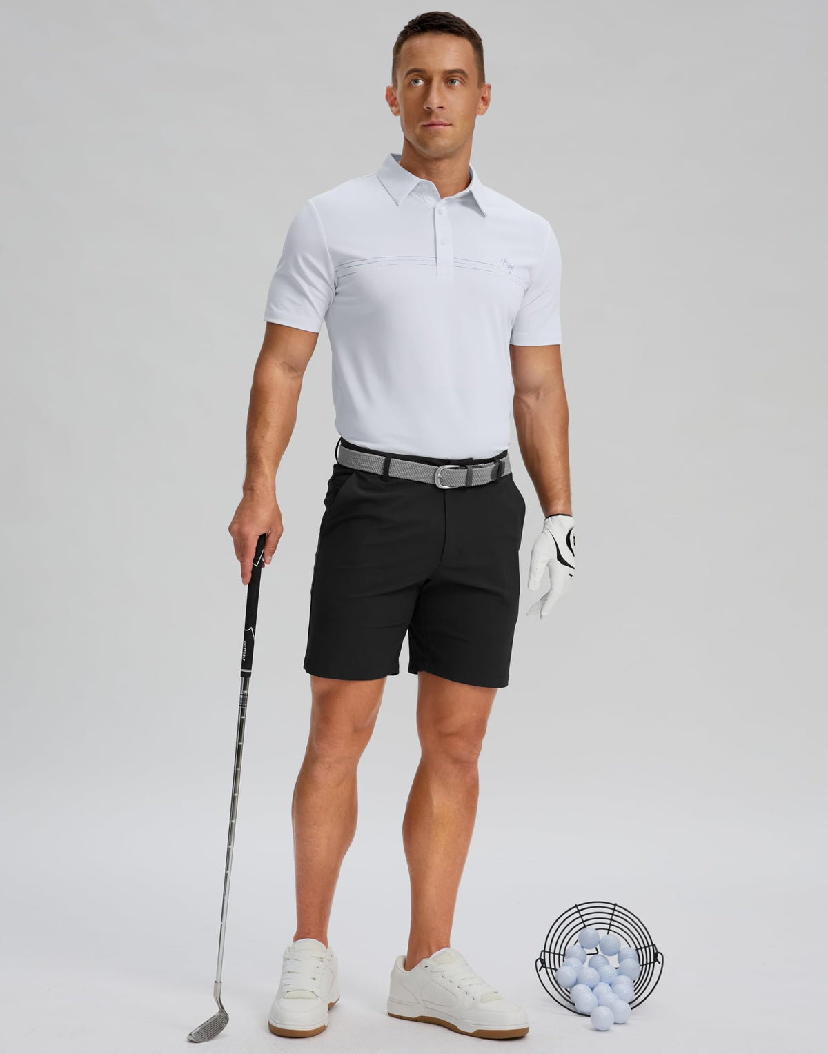 Men's Golf Polo Shirts Dry Fit Short Sleeve Shirt, White Coco, S
