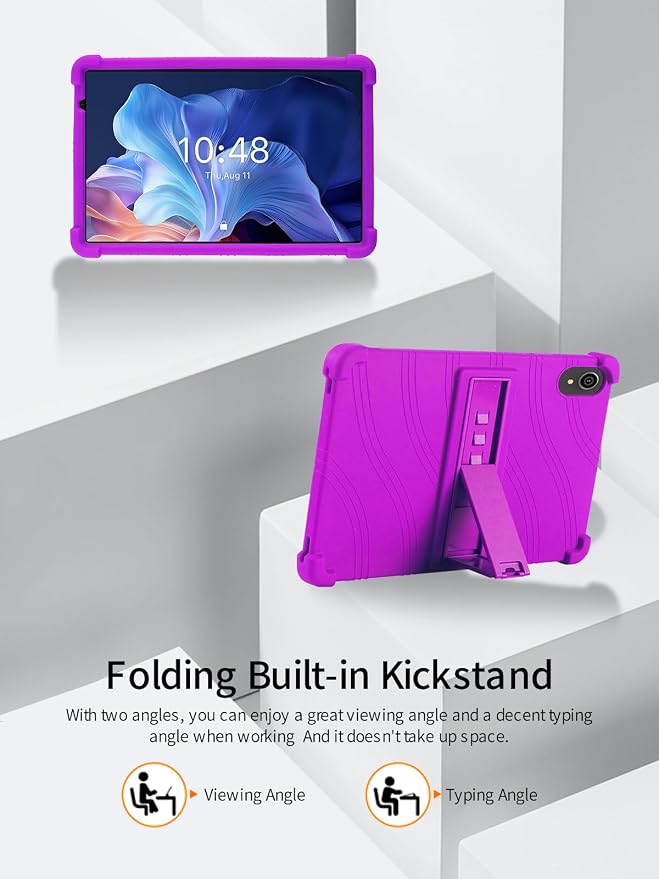 for ApoloSign EP103A 10.1 Tablet CaseBOVUGAC Soft Silicone Case Adjustable Stand Shockproof Kids Friendly (Black)