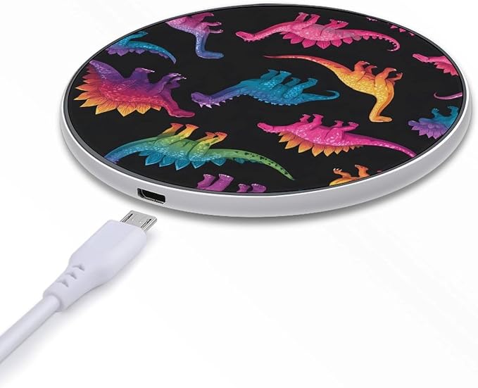 Dino Print Wireless Charger SlimWireless Charging Pad Anti-Slip Charger Mat for Men Women