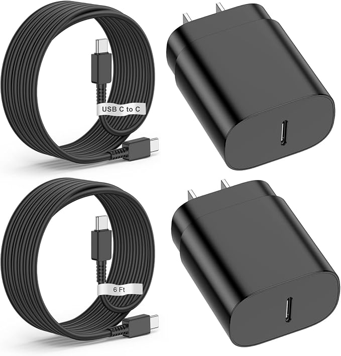 2 Pack-for Samsung Galaxy S23 S22 S21 Note 20 Fast Charging Type C25w USB C Super Fast Charger Type C Wall Charger Block Android Phone Cable for Samsung Galaxy S20 Plus Ultra 2×6ft Black | Fast Cha
