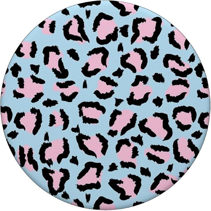 Blue Pink Leopard Print Pattern PopSockets PopGrip for MagSafe