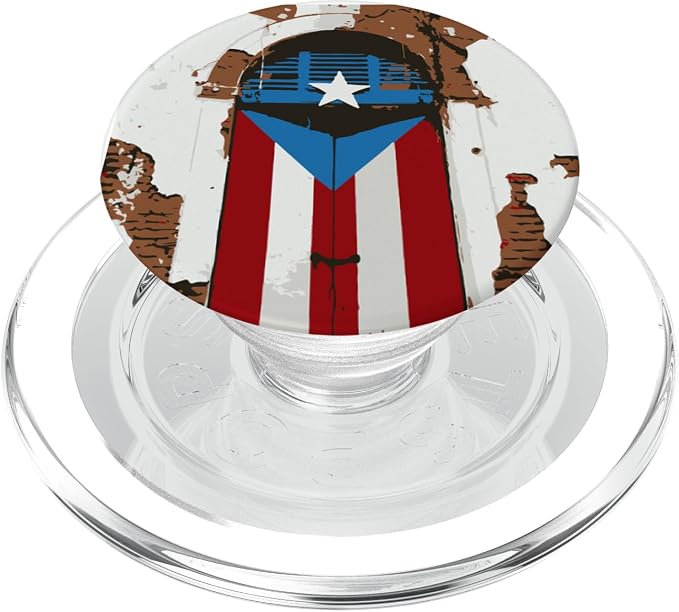 Puerto Rico Flag on Door PopSockets Adhesive PopGrip