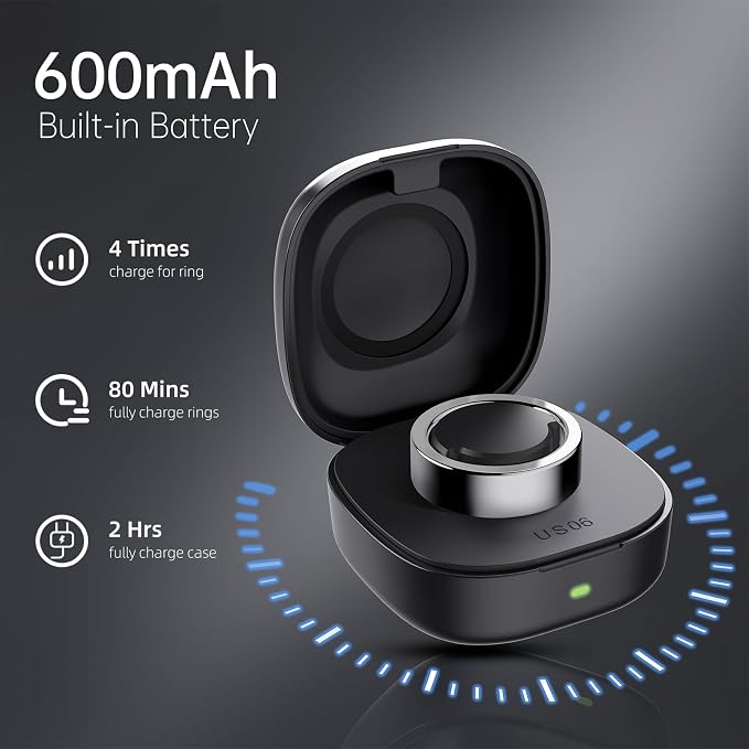 Compatible with Ou-ra Ring Gen3 - Smart Ring Wireless Charger Size 11 600mAh Portable Travel Charging Dock