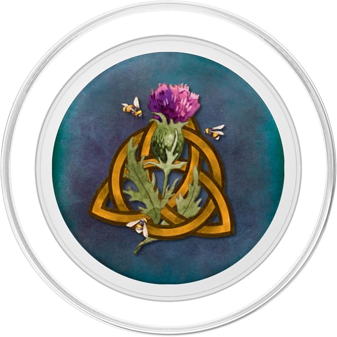 Celtic Trinity Knot Triquetra Scottish Thistle and Bees PopSockets Adhesive PopGrip