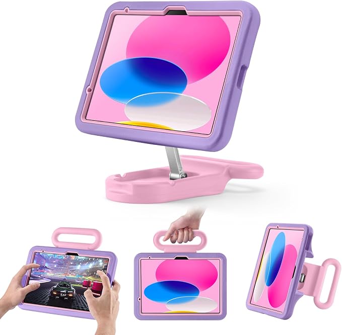 Kids Case for iPad (A16) 11th/10th Gen 10.9'' 2025/2022Adjustable Portrait/Landscape Stand/Drop Proof with HandleChild Friendly Case for iPad Air 11 (M4/M3/M2) 2026/2025/2024 (BlackBlue)