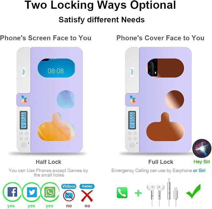 ySky Phone Lock Box with TimerPhone Access Blocker Device for Cell Phones Limits Smartphone Access Reduces Screen Time &amp Improves FocusTimed Jail Locker to Help KidsStudents Adults Focus Bac
