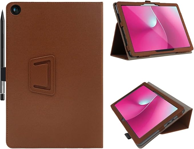 Tablet Case Cover for T-Mobile REVVL Tab 2 Android 15 Tablet 10.1 inchMulti-Viewing AnglesSlim Light Shell Stand Cover for T-Mobile REVVL Tab 2 with Hand Strap&amp Pencil HolderBrown