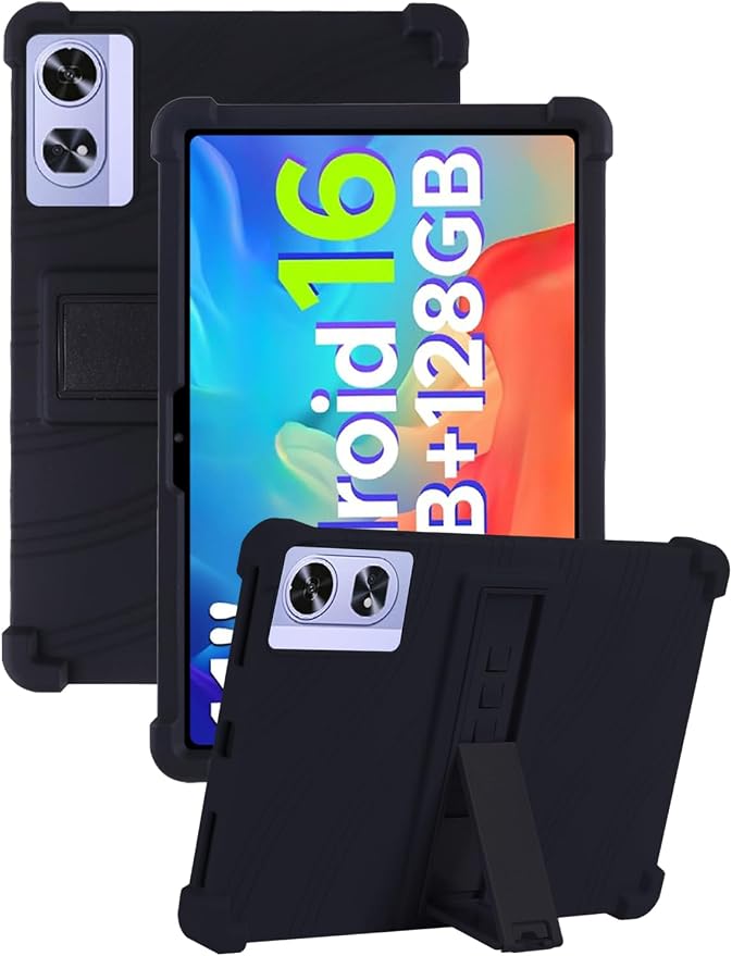 Case for POCKAM P11 Pro Android 16 Tablet 11 Inch (Black) | Soft Silicone Kids Friendly Protective Cover with Adjustable Stand Drop-Proof