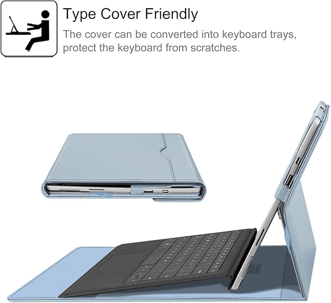 Fintie Case for 12.3 Inch Microsoft Surface Pro 7 Plus Surface Pro 7/6/5/4/3 - Portfolio Business Cover with Pocket Compatible with Type Cover Keyboard Black