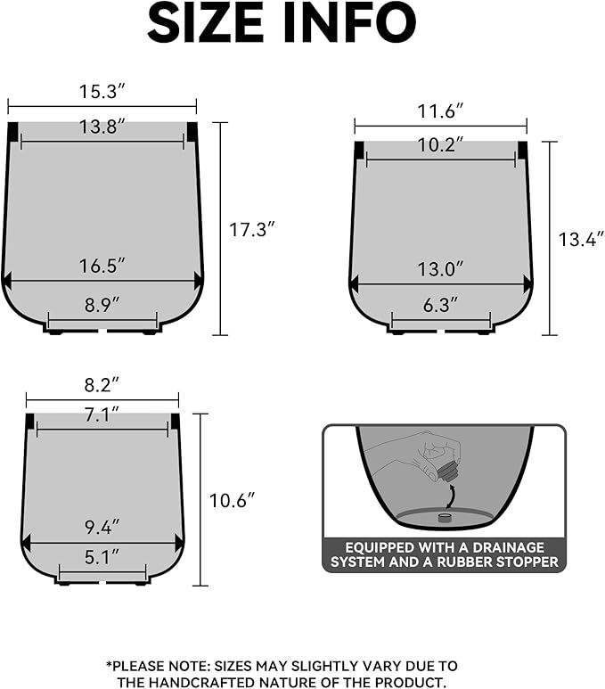 Kante 11.6" Dia Round Concrete Planter, Outdoor Indoor Large Plant Pots Containers with Drainage Hole and Rubber Plug for Home Garden Patio, Buff Concrete