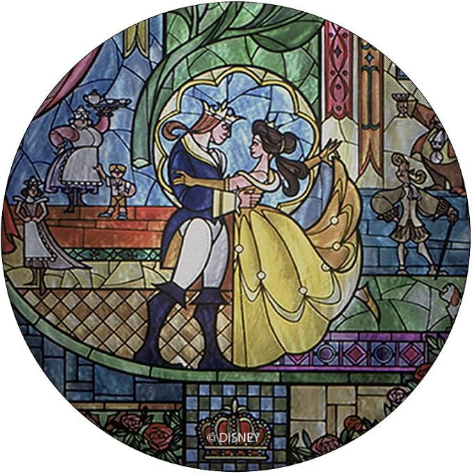 Disney Beauty And The Beast Stained Glass Window Dancing PopSockets PopGrip: Swappable Grip for Phones &amp Tablets